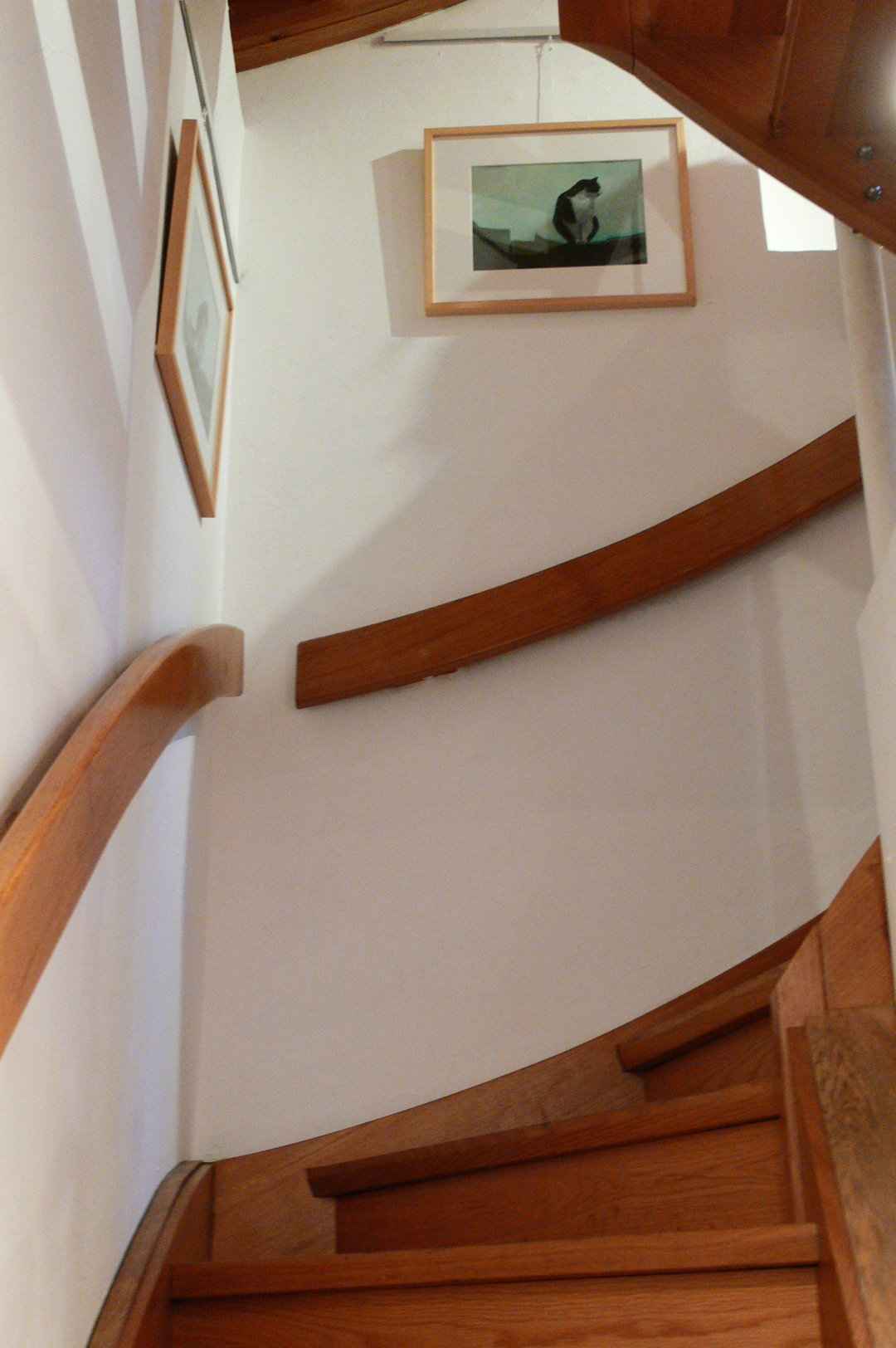 Treppenaufgang mit Helgas Katzenbildern